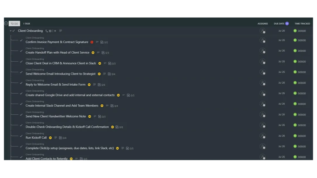 Client Onboarding ClickUp Template preview