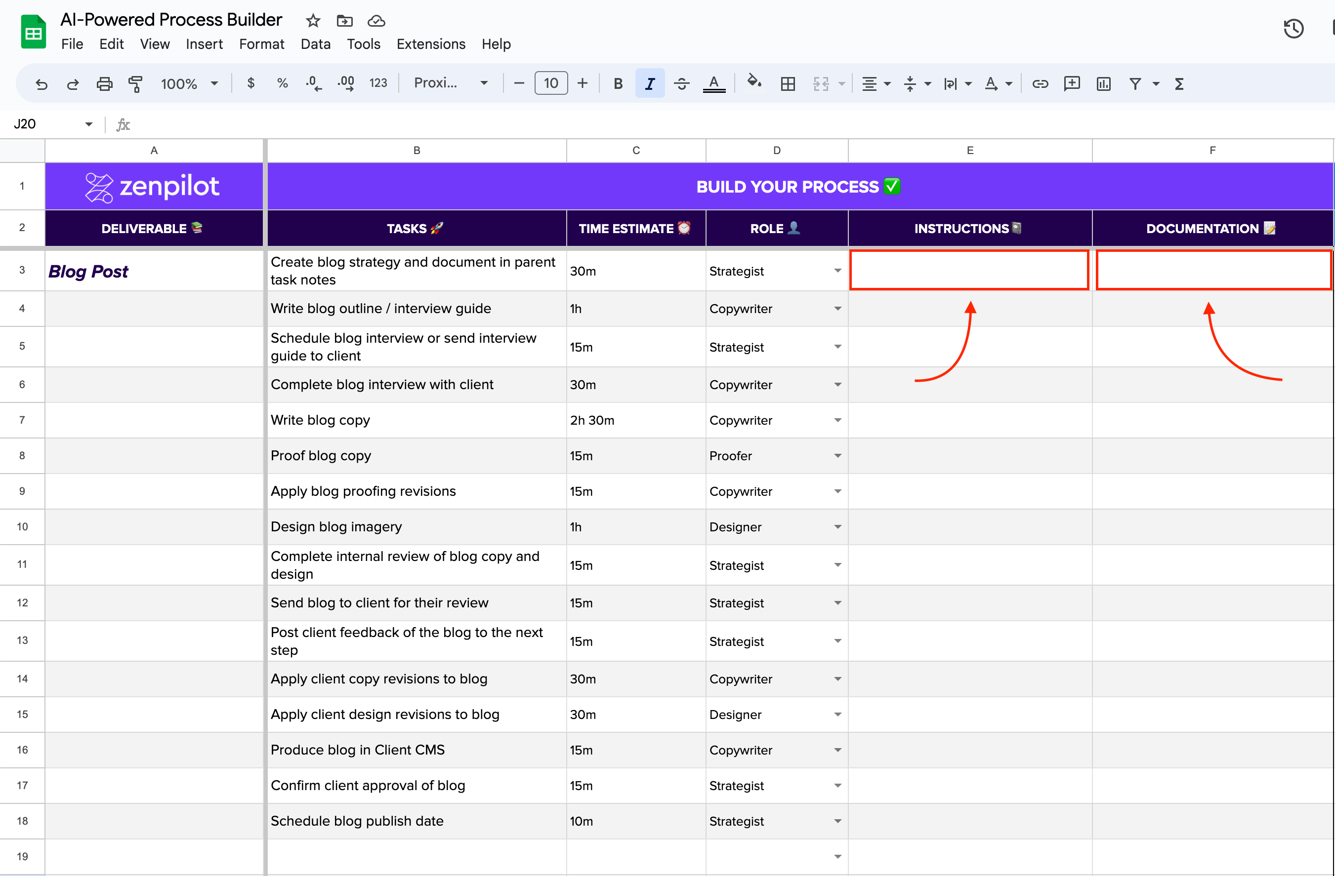 AI-Powered Process Builder - Descriptions & Instructions