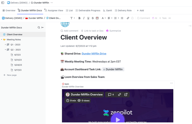 Centralized Client Documents and Notes in ClickUp