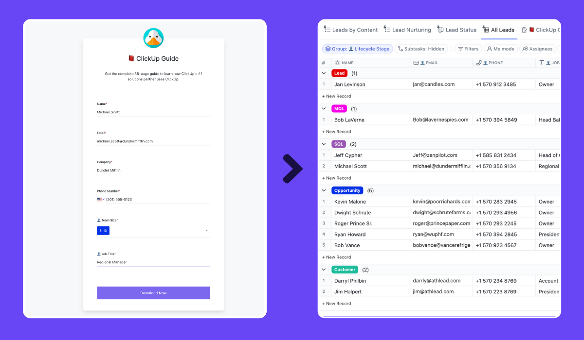 ClickUp Lead Tracker - Creating Lead Magnet Form Views