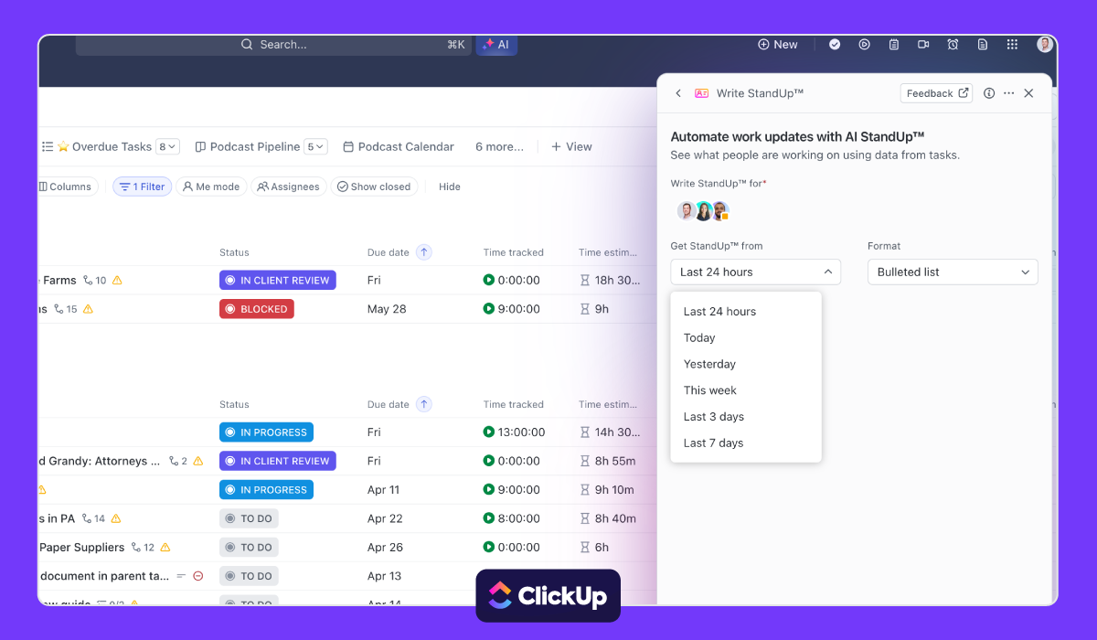 ClickUp AI Standup