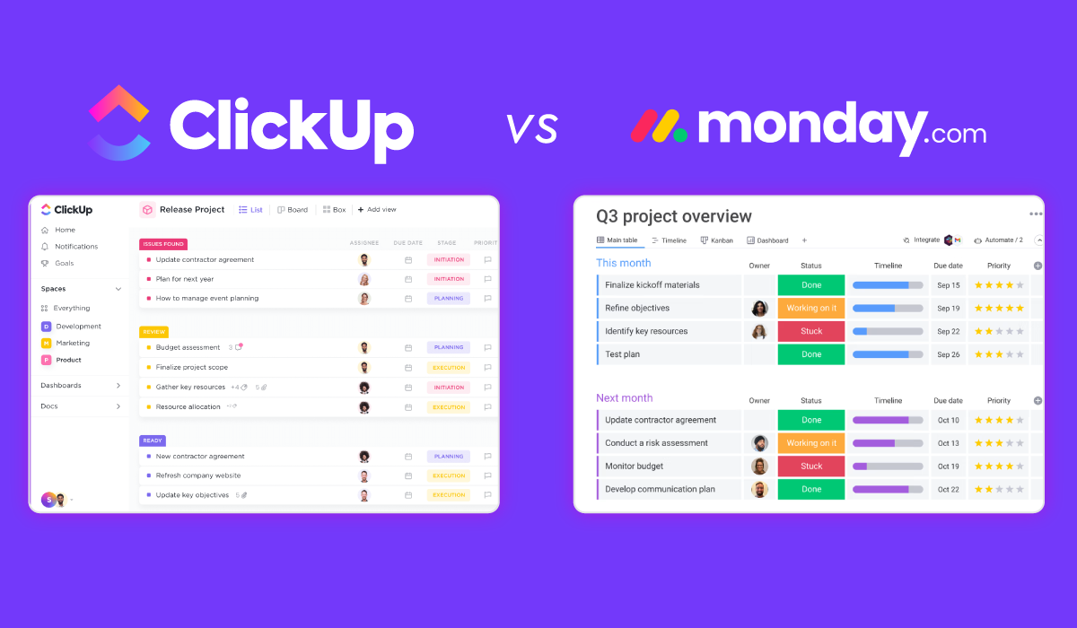 ClickUp and Monday.com - Top Tier PM Systems