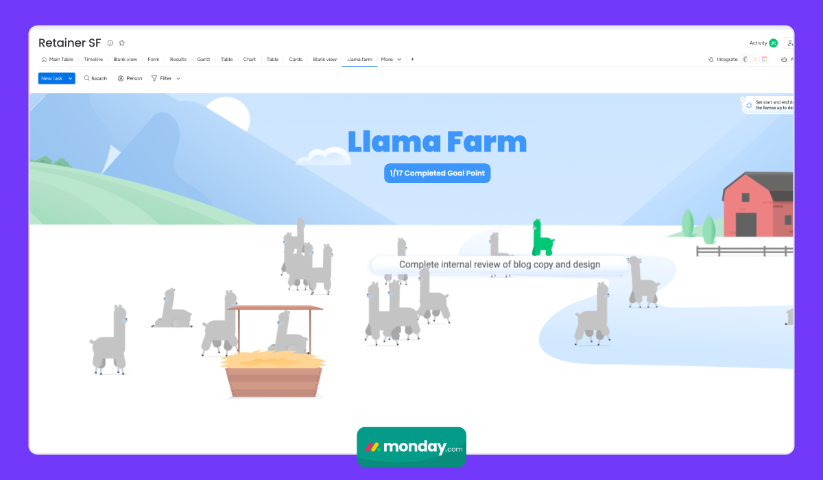 Llama farm in Monday.com