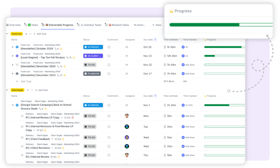 Client Progress View in ClickUp