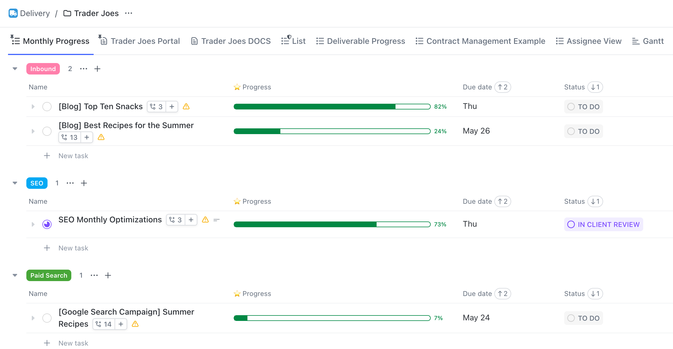 Client Progress View