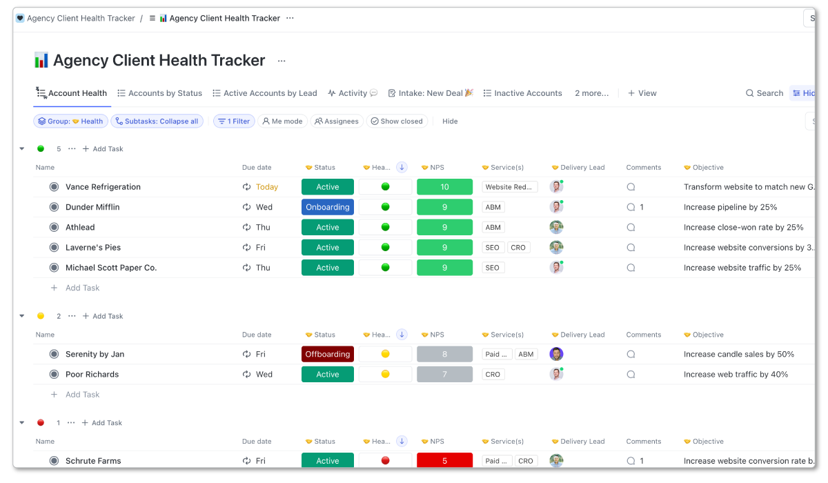 Client health view