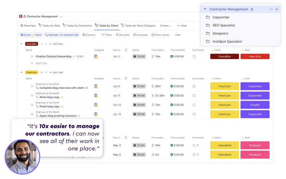 Track All Contracted Work, Time, and Progress in One Place