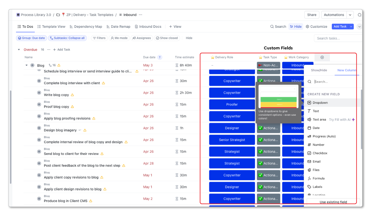 Custom Fields in ClickUp