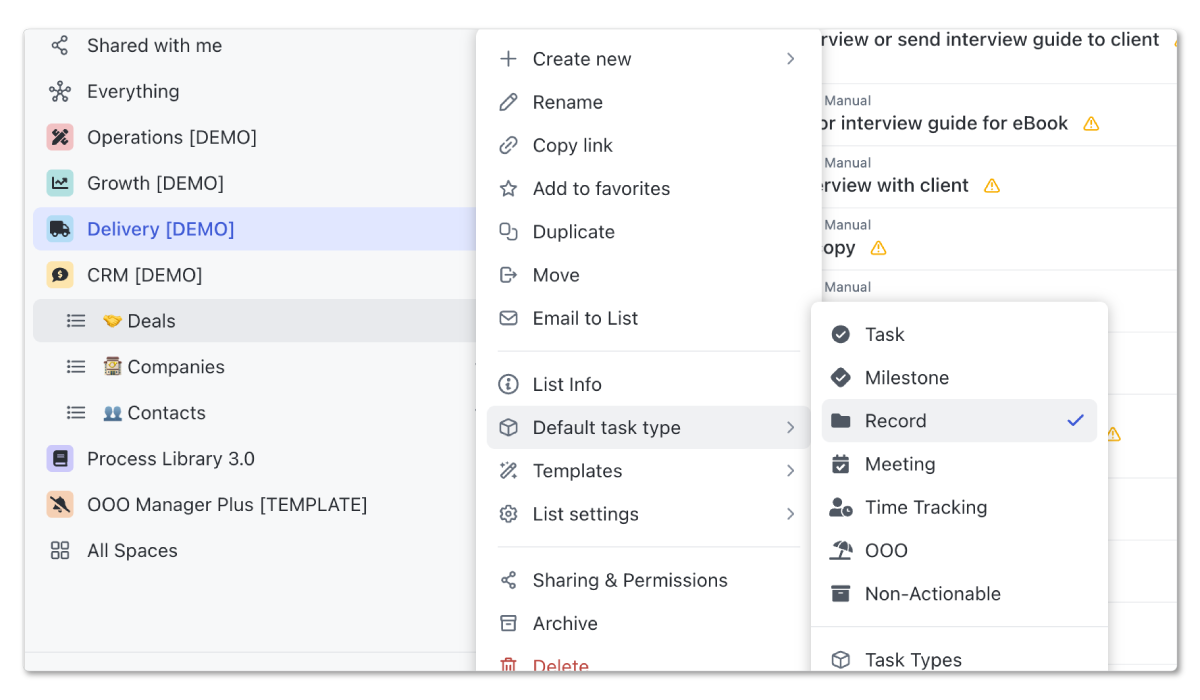 Default Task Type