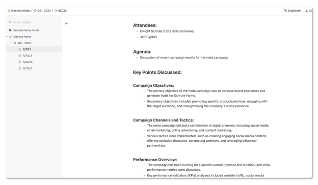 Meeting Agendas and Notes for Clients
