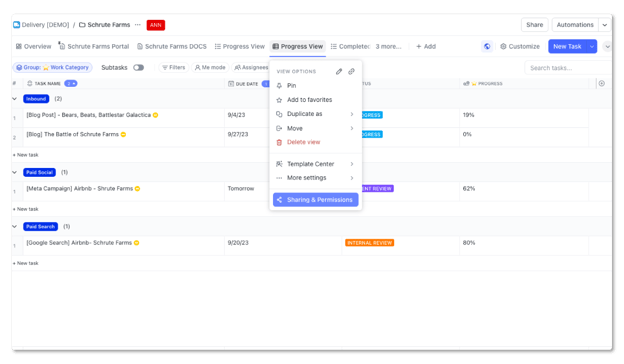 Progress Report ClickUp View