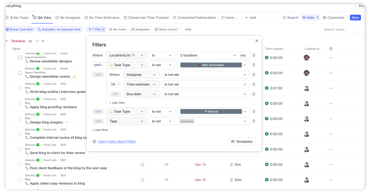 QA ClickUp View