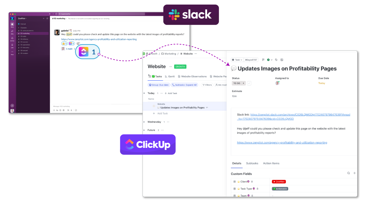 Slack + ClickUp Automation