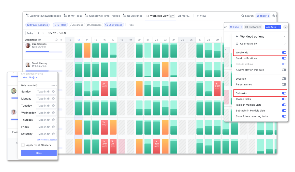 Workload View Settings