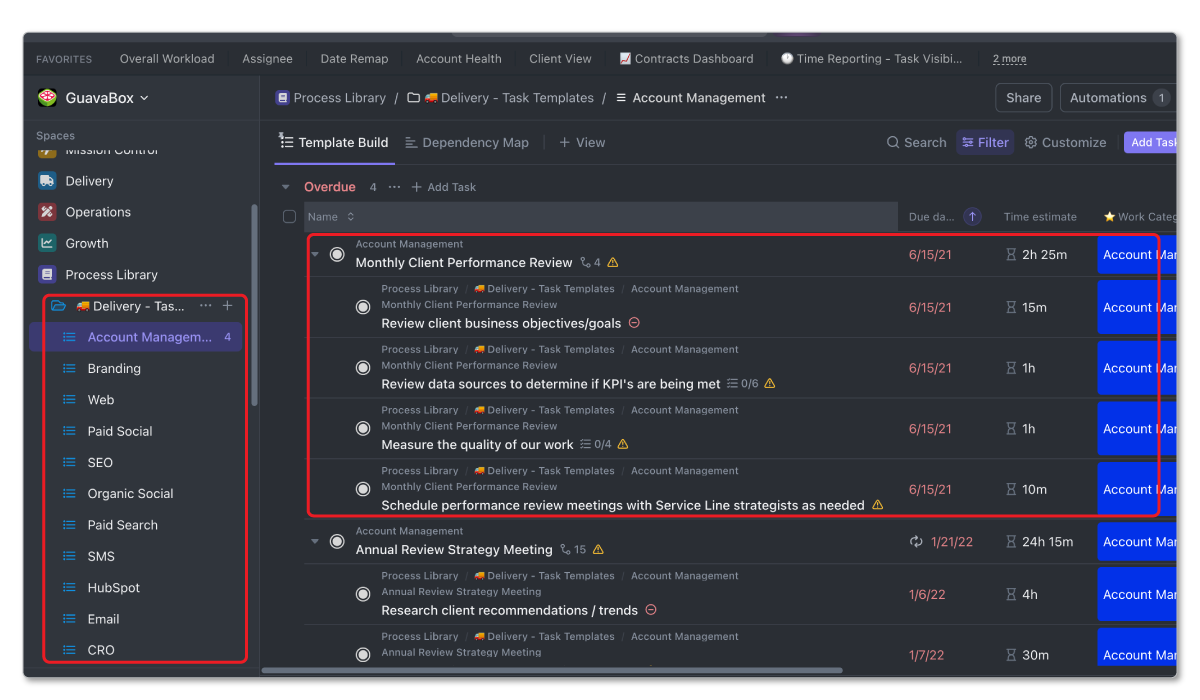 Process Library - Lists and Tasks