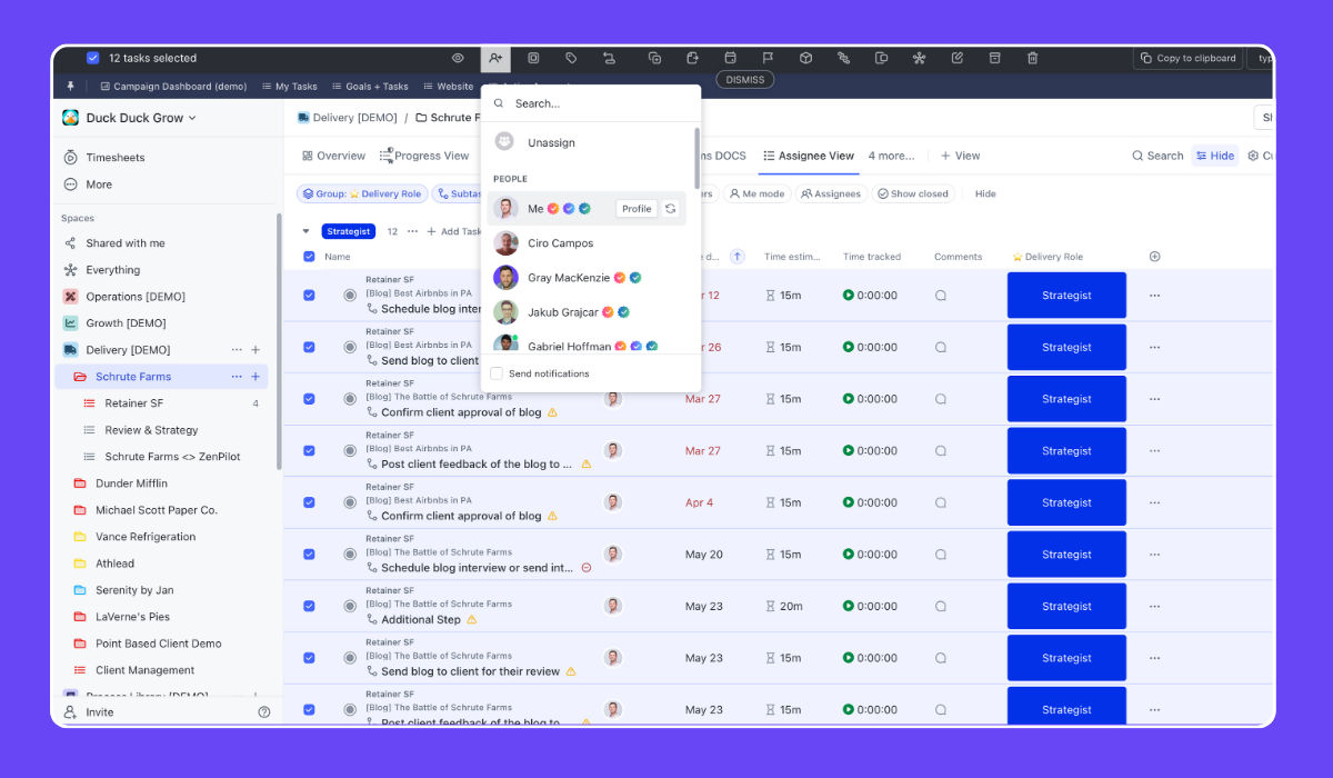 ClickUp Tip - Assigning Work in Bulk