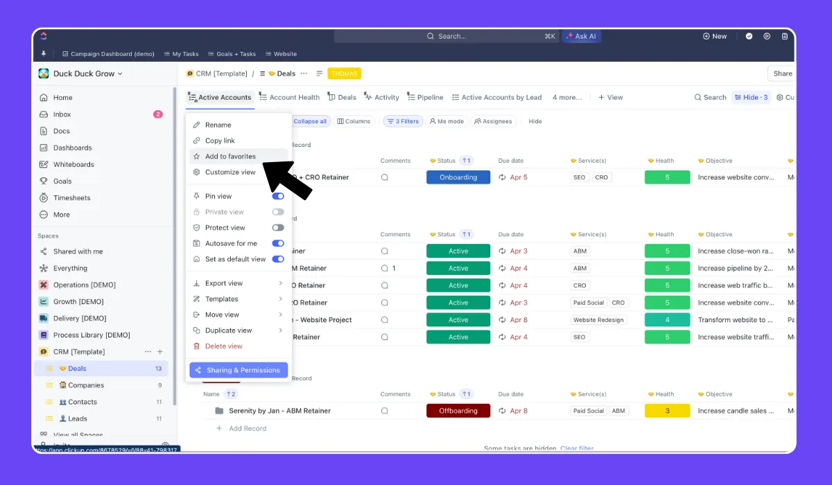 ClickUp Tip - Favoriting Views