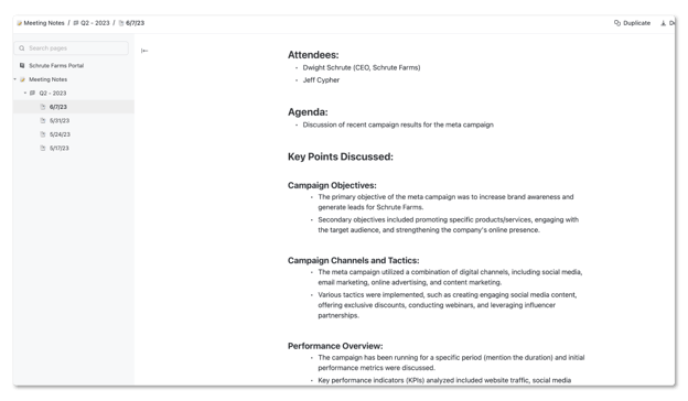 Meeting Agendas and Notes for Clients