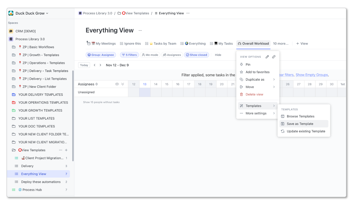 Workload view template