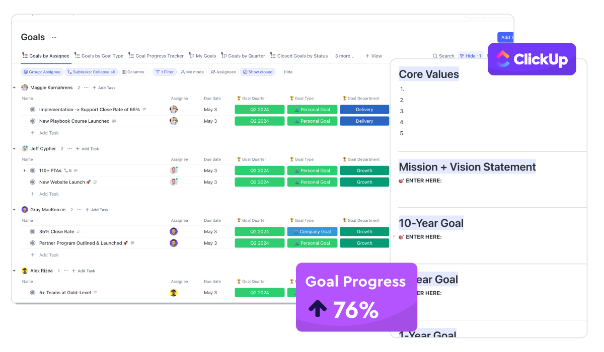ClickUp Goal Tracker